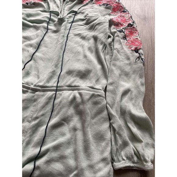 Altar’d State Long Sleeve Teal Embroidered Romper Size‎ Medium - Picture 6 of 11